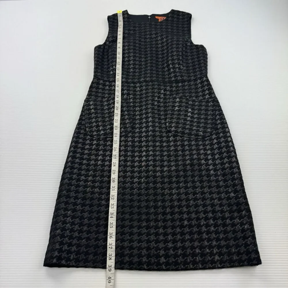 Tory Burch Fletcher Metallic Houndstooth Sheath Dress Size 10 Black Gray